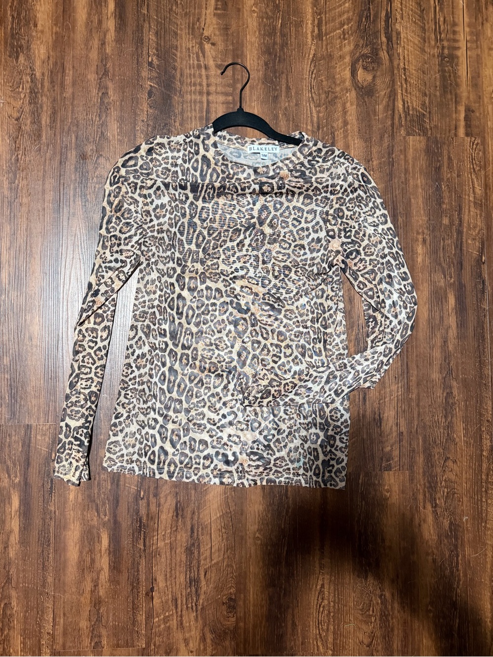 Leopard Print Long Sleeve mesh Top - Tan